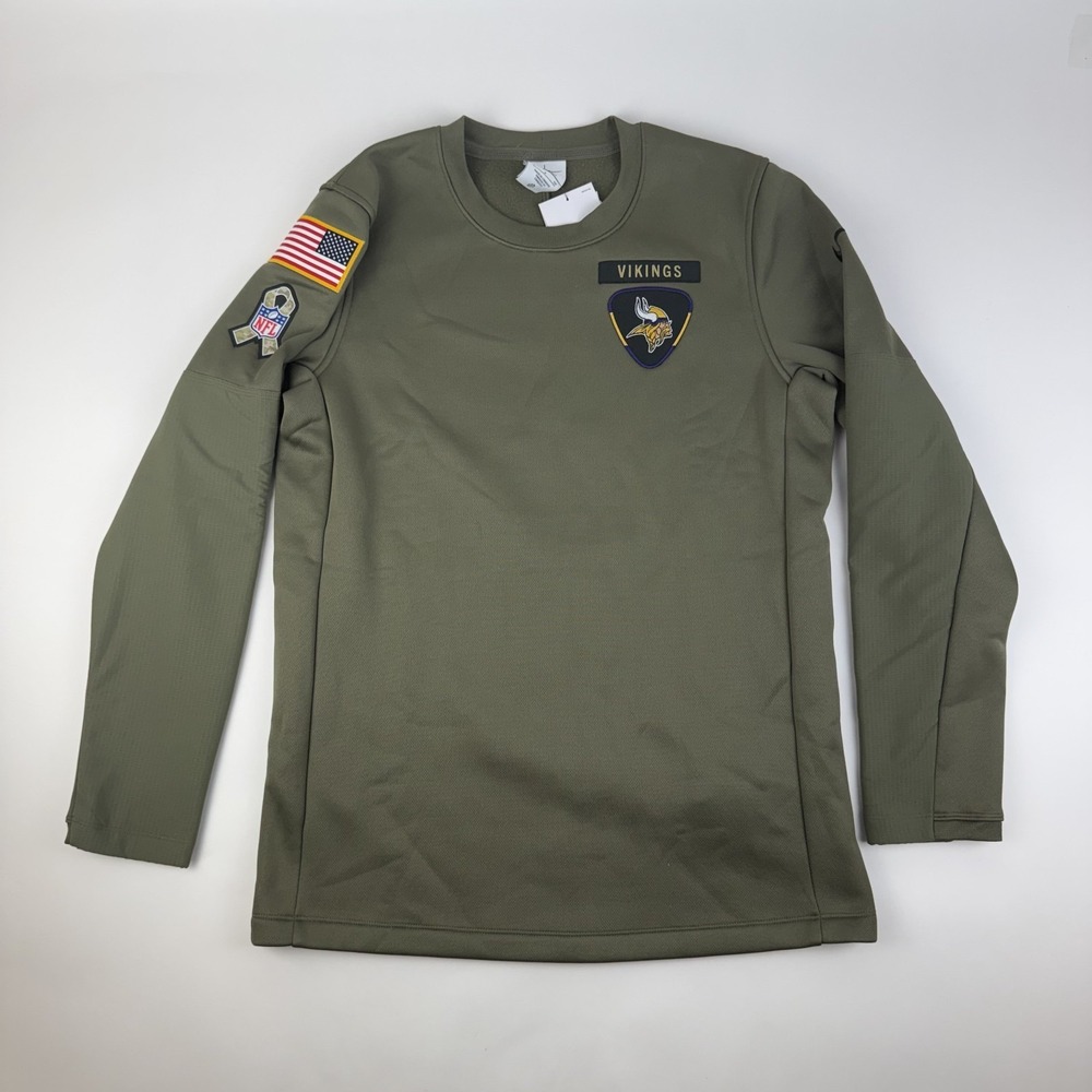 New Mens Nike Minnesota Vikings 2025 Salute To Service Crewneck Sweatshirt Sz S
